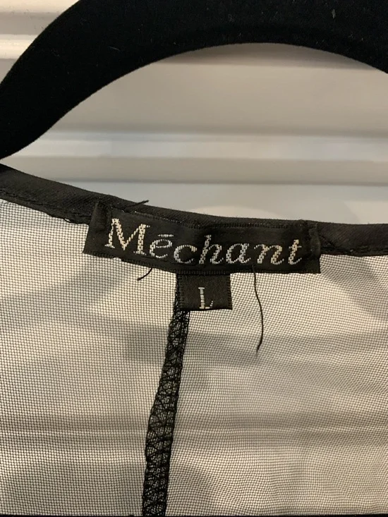 Mechant Sheer Black Mesh kimono duster embroidered L. Vintage - Picture 2 of 10